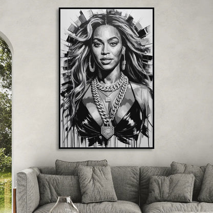 Halo Living Room - Black Canvas Wall Art