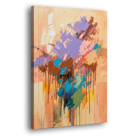 Hand Painted Abstract Canvas Chestnut Drip Bloom - Canvas Wall Art - Side