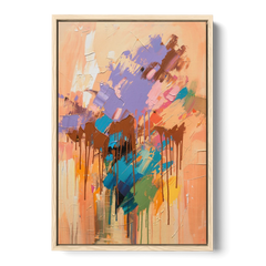 Hand Painted Abstract Canvas Chestnut Drip Bloom - Oak Framed Canvas Wall Art - Front