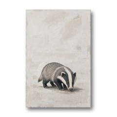 Hand Painted Badger Cub on Linen for the Nursery - Canvas Wall Art - Front
