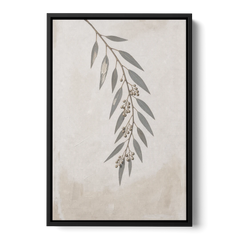 Hanging Eucalyptus Sprig with Seed Clusters - Black Framed Canvas Wall Art - Front
