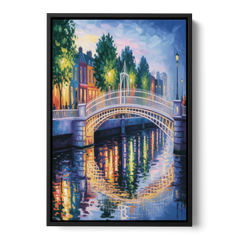 Ha'penny Bridge Views - Black Framed Canvas Wall Art - Front