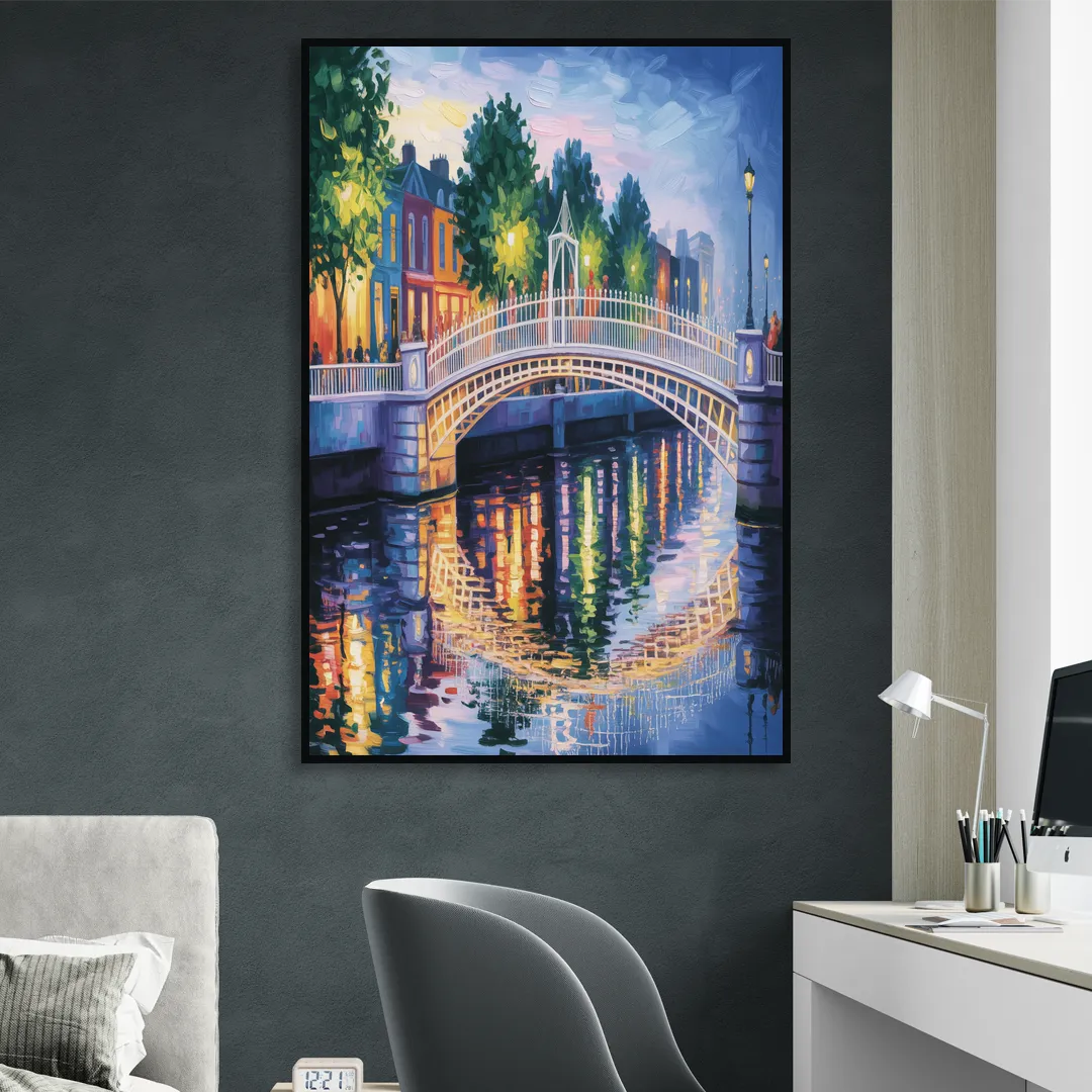 Ha'penny Bridge Views Sitting Room - Black Canvas Wall Art
