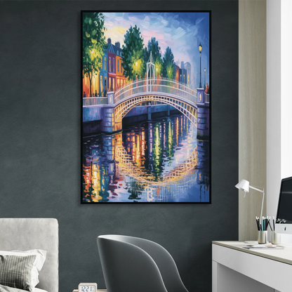 Ha'penny Bridge Views Sitting Room - Black Canvas Wall Art