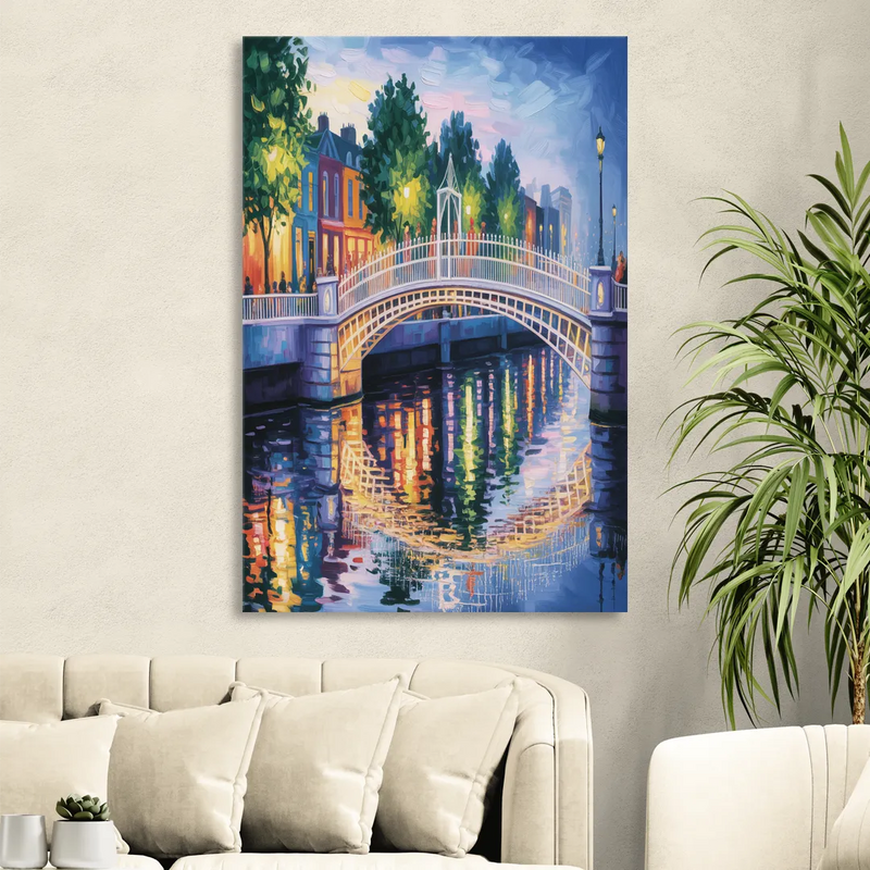 Ha'penny Bridge Views Living Room - Canvas Wall Art