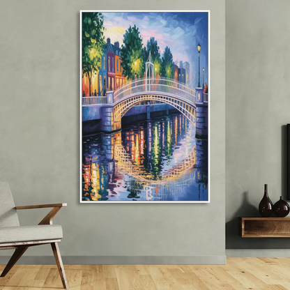 Ha'penny Bridge Views Sitting Room - White Canvas Wall Art