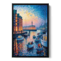 Harbor Lights - Black Framed Canvas Wall Art - Front