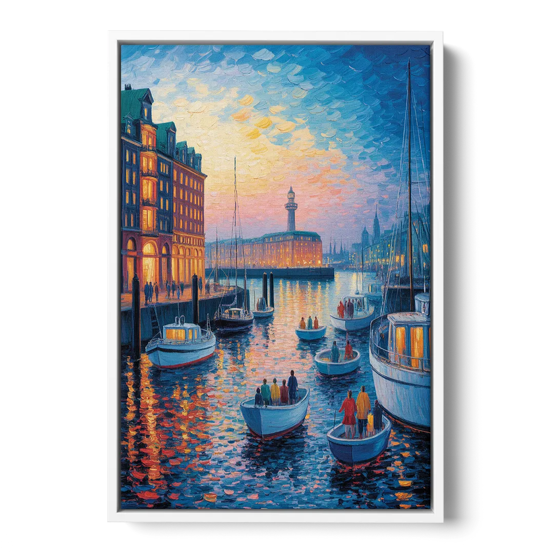 Harbor Lights Front - White Canvas Wall Art