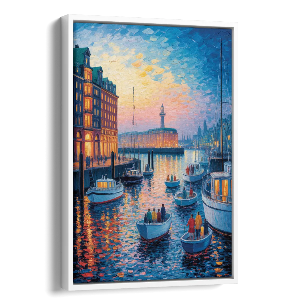 Harbor Lights Side - White Canvas Wall Art