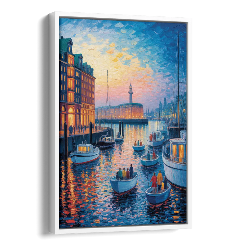 Harbor Lights Side - White Canvas Wall Art
