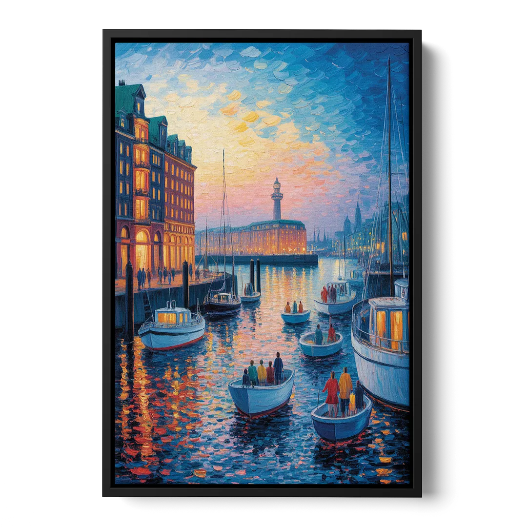 Harbor Lights Front - Black Canvas Wall Art