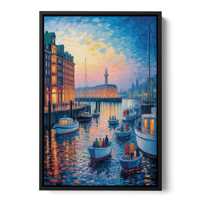 Harbor Lights Front - Black Canvas Wall Art