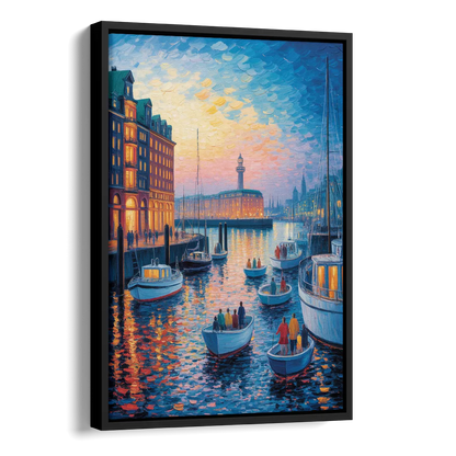 Harbor Lights Side - Black Canvas Wall Art