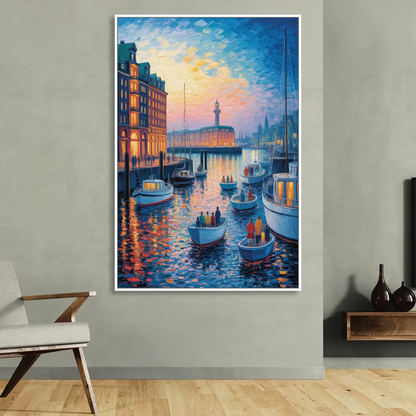 Harbor Lights Living Room - White Canvas Wall Art