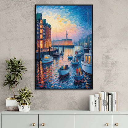 Harbor Lights Sitting Room - Black Canvas Wall Art