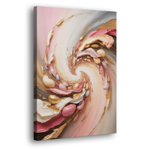 Harmonic Elegance Pink and Gold Abstract - Canvas Wall Art - Side