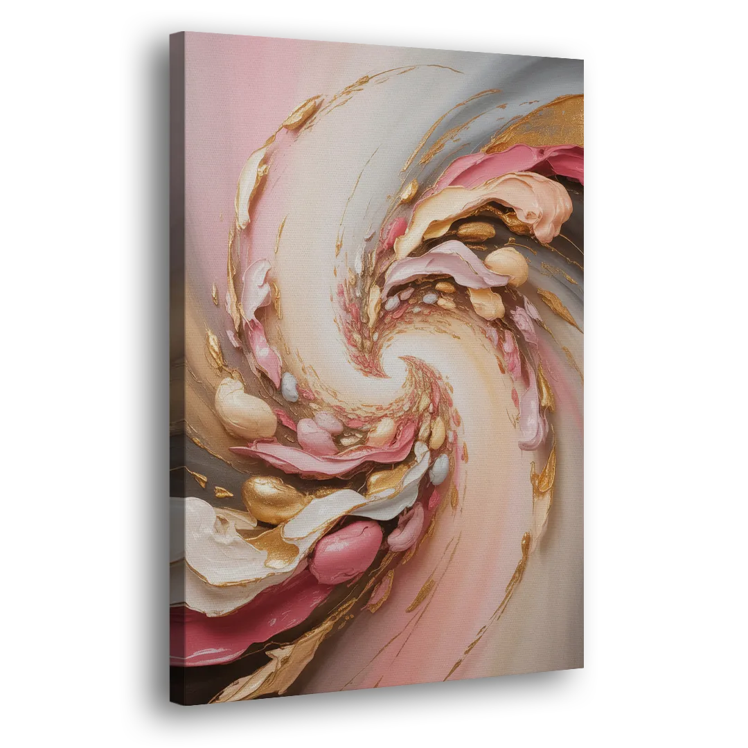 Harmonic Elegance Pink and Gold Abstract Side - Canvas Wall Art