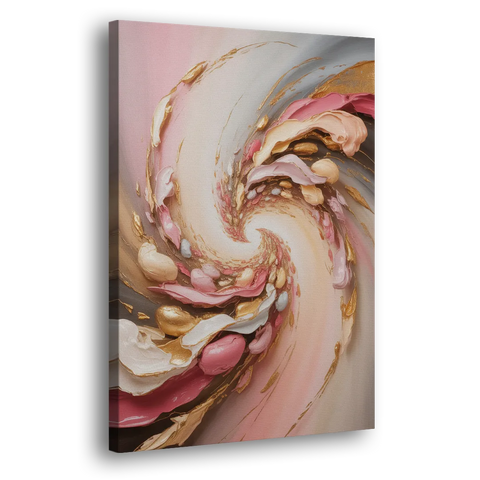 Harmonic Elegance Pink and Gold Abstract - Canvas Wall Art