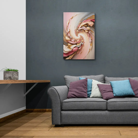 Harmonic Elegance Pink and Gold Abstract - Canvas Wall Art Living Room