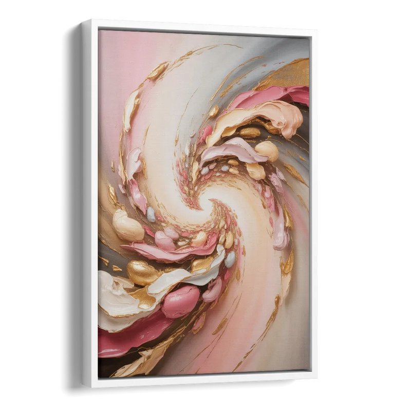 Harmonic Elegance Pink and Gold Abstract Side - White Canvas Wall Art