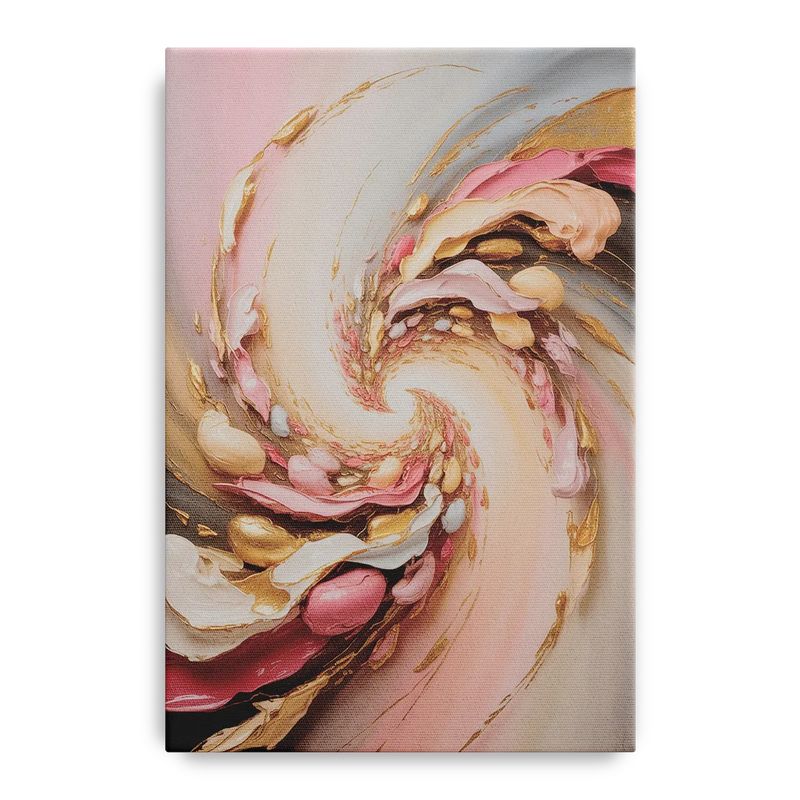Harmonic Elegance Pink and Gold Abstract Front - Canvas Wall Art