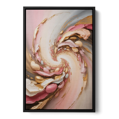 Harmonic Elegance Pink and Gold Abstract - Black Frame Canvas