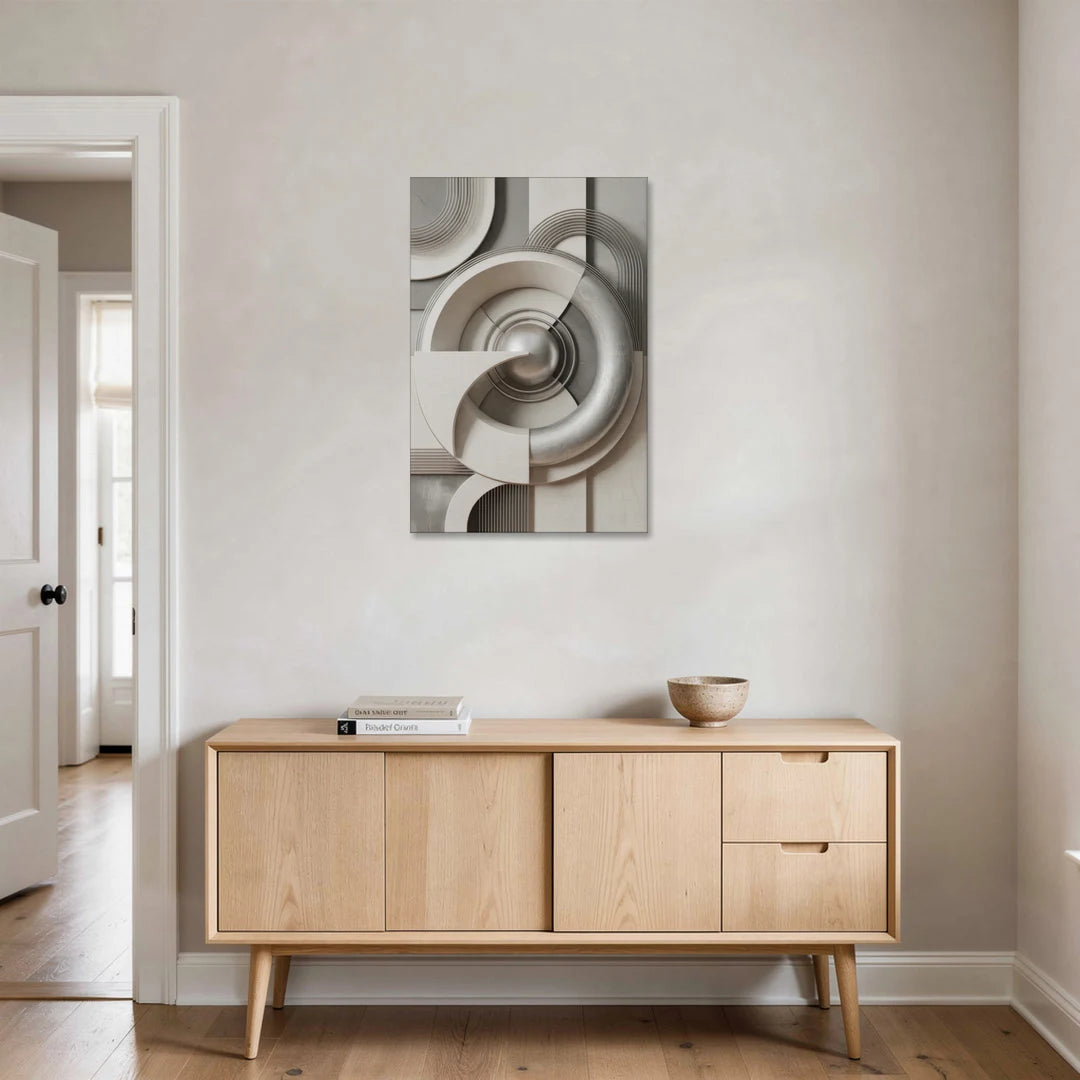 Harmonious Circles Grey and White Abstract - Canvas Wall Art - Coffee Table - 24x36