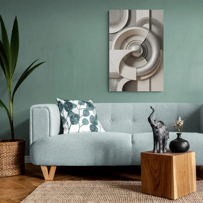 Harmonious Circles Grey and White Abstract - Canvas Wall Art Living Room