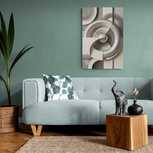 Harmonious Circles Grey and White Abstract - Canvas Wall Art Living Room