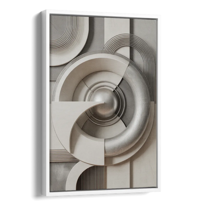Harmonious Circles Grey and White Abstract Side - White Canvas Wall Art