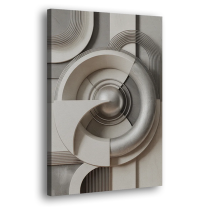 Harmonious Circles Grey and White Abstract Side - Canvas Wall Art