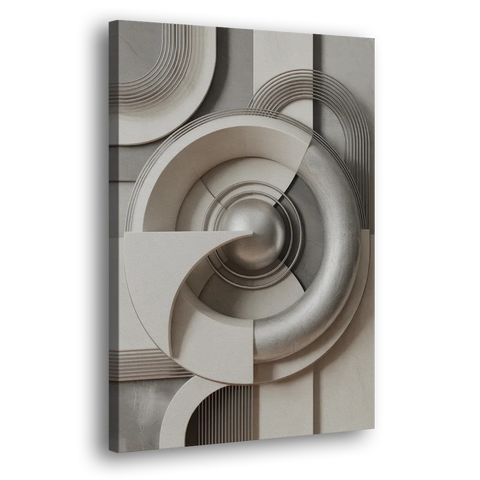 Harmonious Circles Grey and White Abstract - Canvas Wall Art