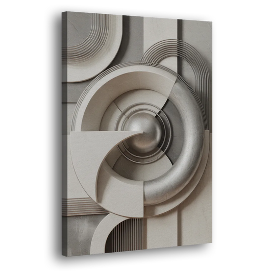 Harmonious Circles Grey and White Abstract Side - Canvas Wall Art