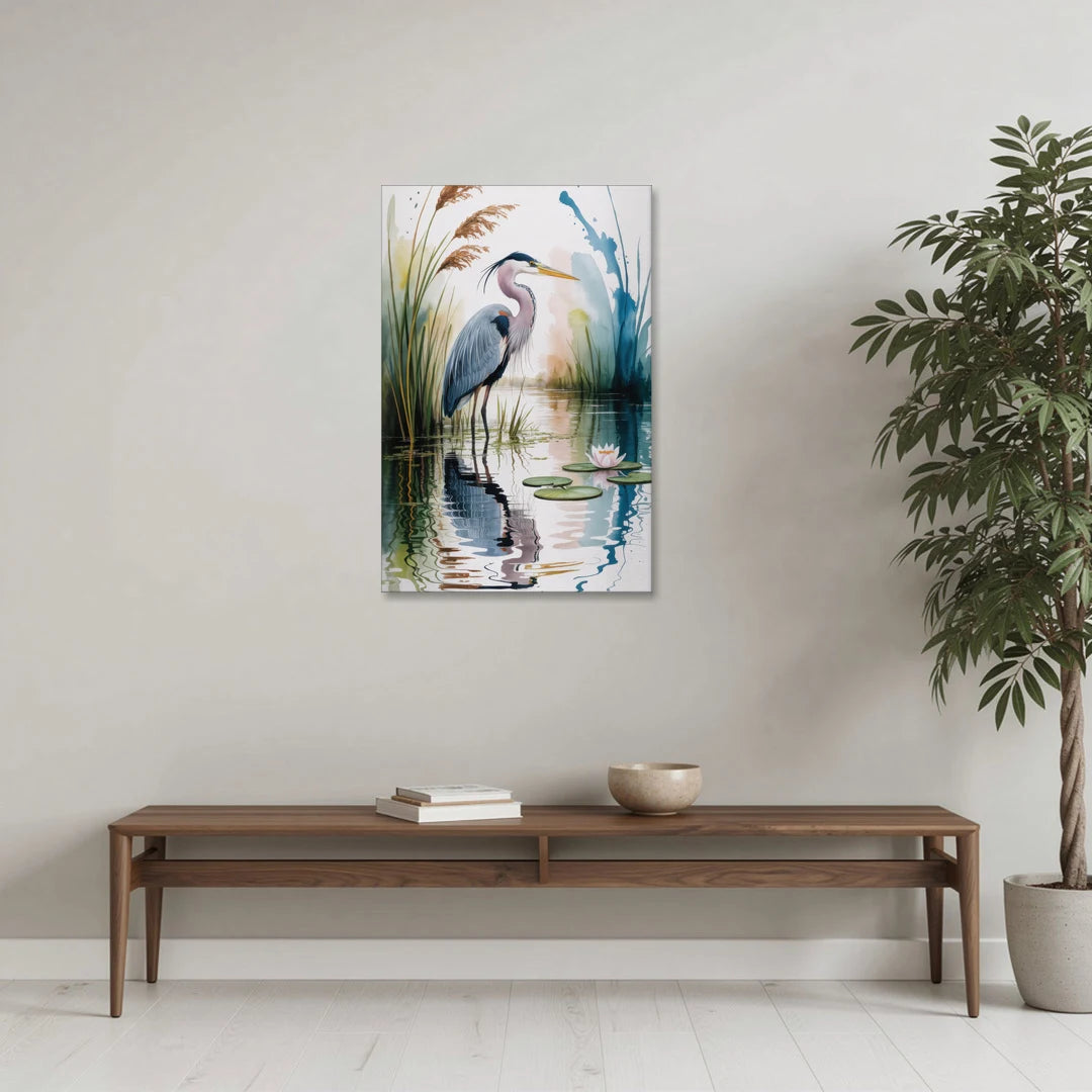 Harmonious Heron Habitat - Canvas Wall Art - Coffee Table - 24x36