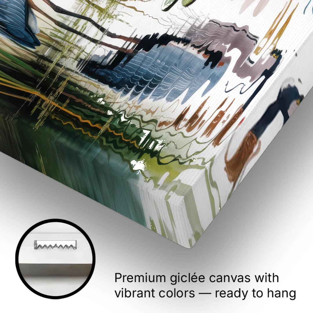 Harmonious Heron Habitat - Canvas Wall Art - Gallery Wrap Corner