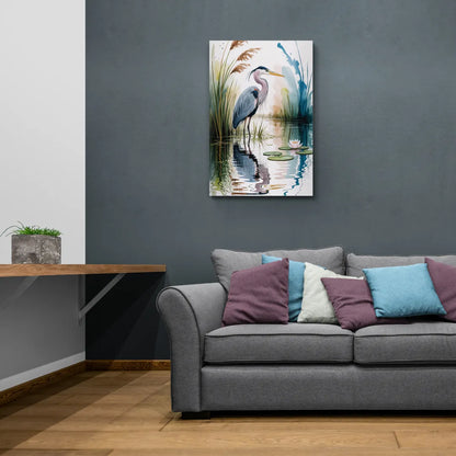 Harmonious Heron Habitat - Canvas Wall Art Living Room