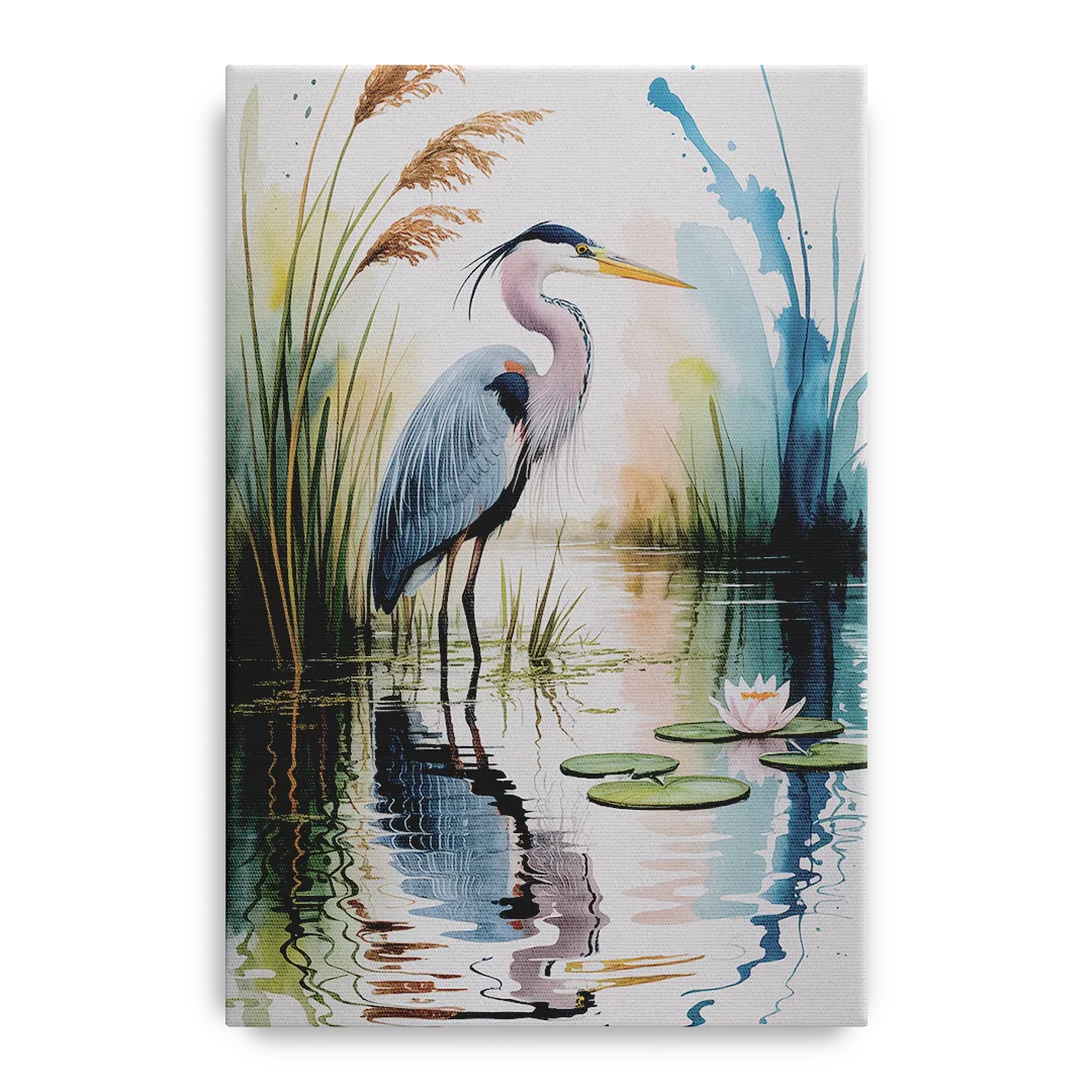 Harmonious Heron Habitat Front - Canvas Wall Art