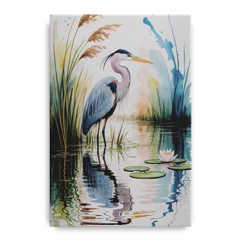 Harmonious Heron Habitat Front - Canvas Wall Art