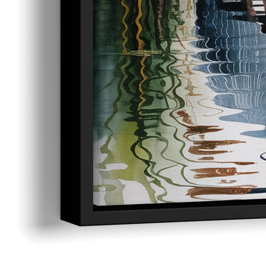 Harmonious Heron Habitat - Close-Up Black Frame Canvas