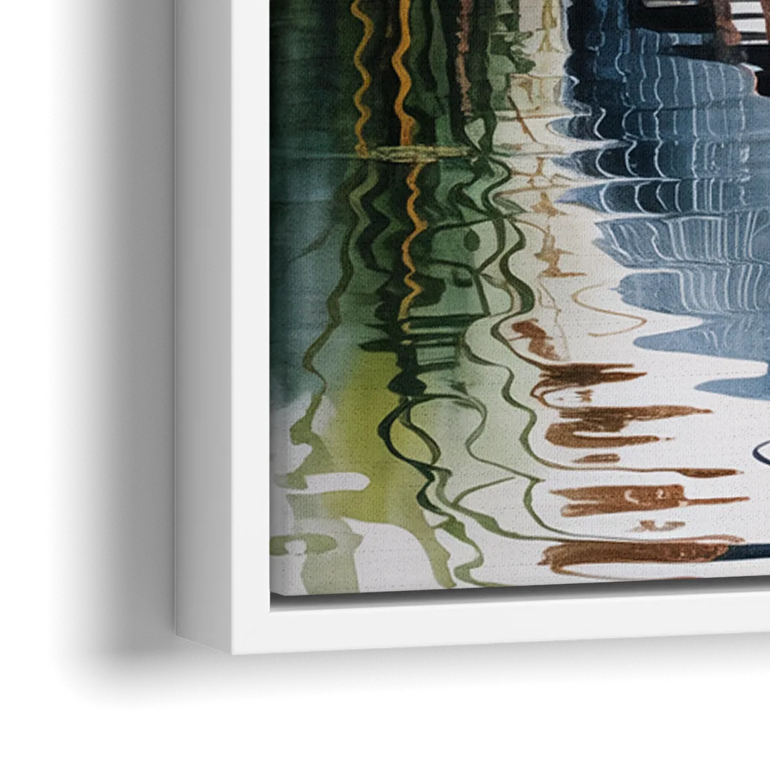 Harmonious Heron Habitat - Close-Up White Frame Canvas