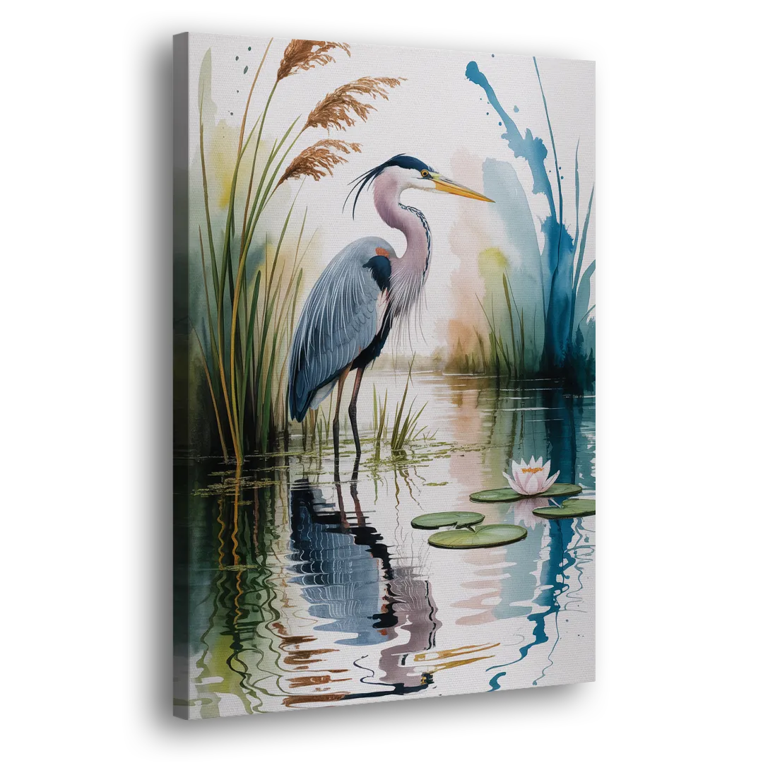 Harmonious Heron Habitat Side - Canvas Wall Art