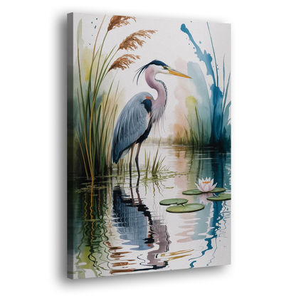Harmonious Heron Habitat Side - Canvas Wall Art