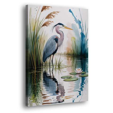 Harmonious Heron Habitat - Canvas Wall Art
