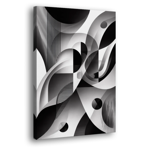 Harmonious Interplay Black and White Abstract - Canvas Wall Art - Side