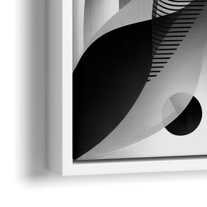 Harmonious Interplay Black and White Abstract - Close-Up White Frame Canvas