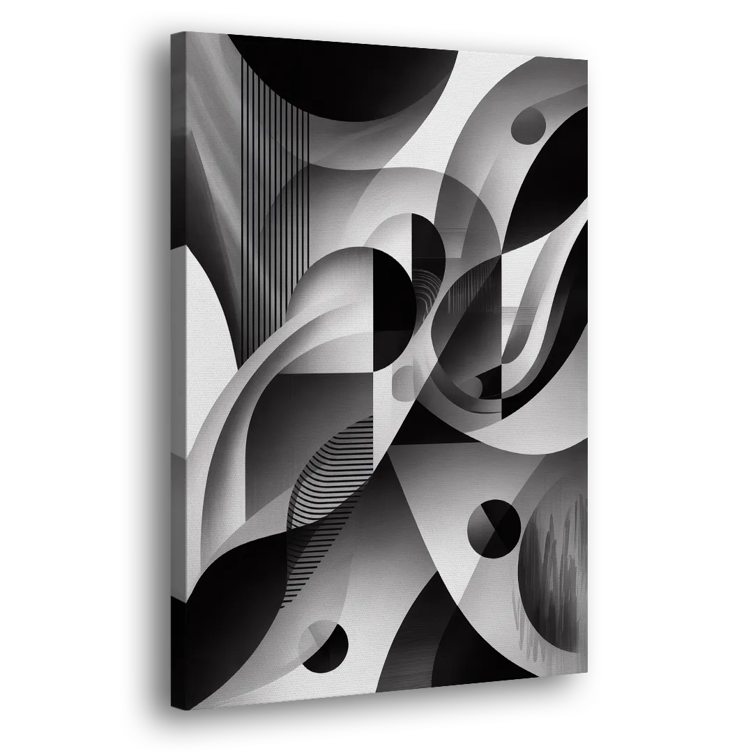 Harmonious Interplay Black and White Abstract Side - Canvas Wall Art