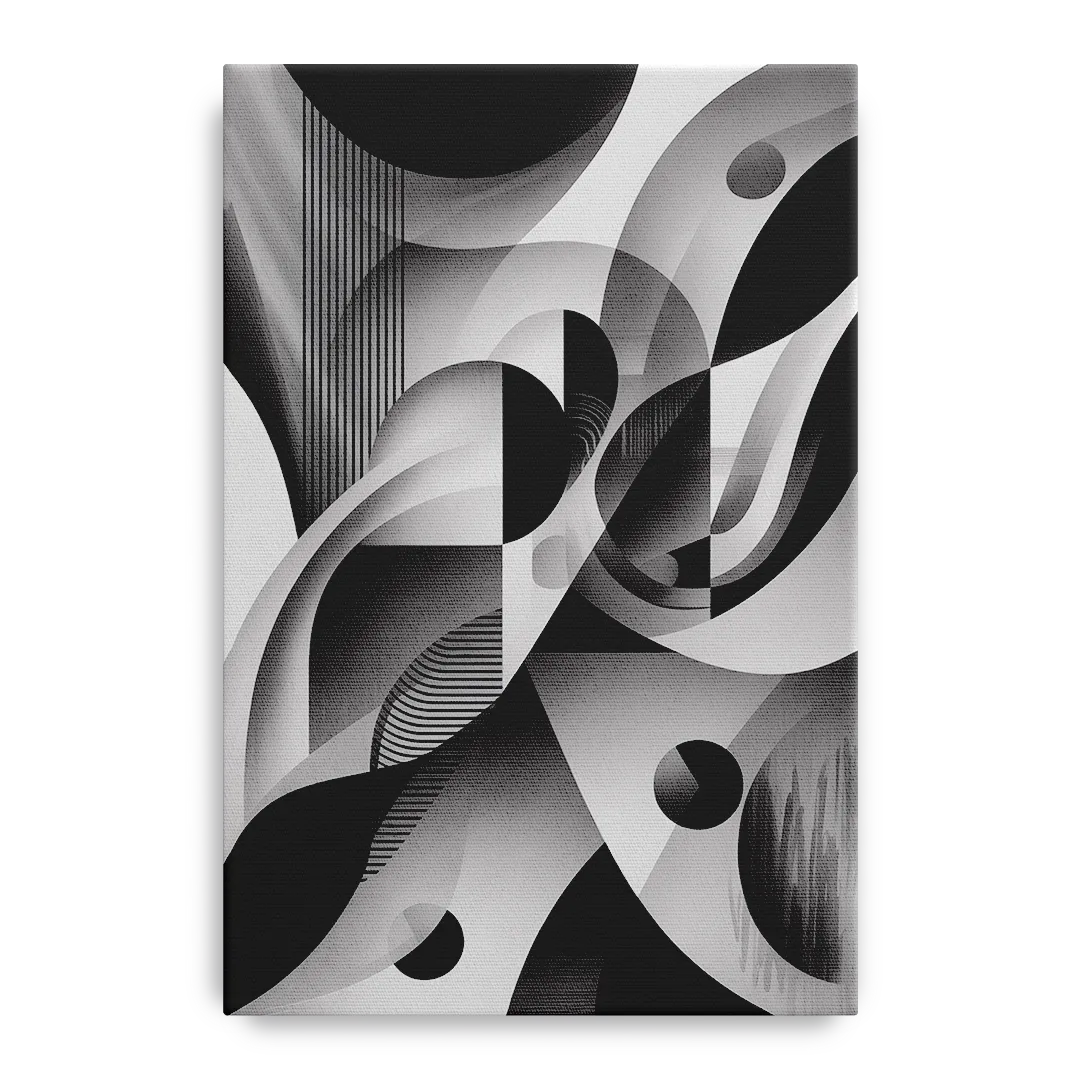 Harmonious Interplay Black and White Abstract Front - Canvas Wall Art