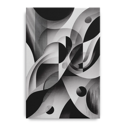 Harmonious Interplay Black and White Abstract Front - Canvas Wall Art
