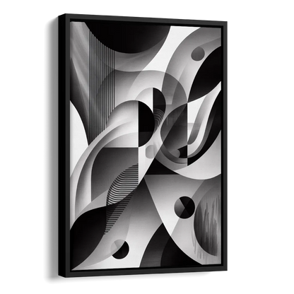 Harmonious Interplay Black and White Abstract Side - Black Canvas Wall Art