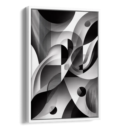 Harmonious Interplay Black and White Abstract Side - White Canvas Wall Art